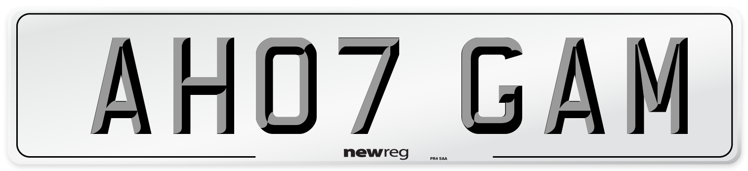 AH07 GAM Number Plate from New Reg